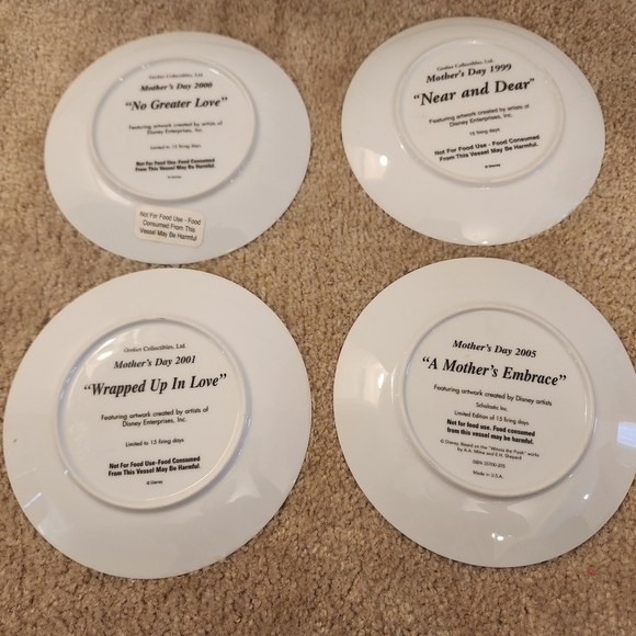 Disney Set Of 4 Mothers Day Plates Dumbo Pooh Lady Tramp Bambi Plates 8.5" - Picture 5 of 5